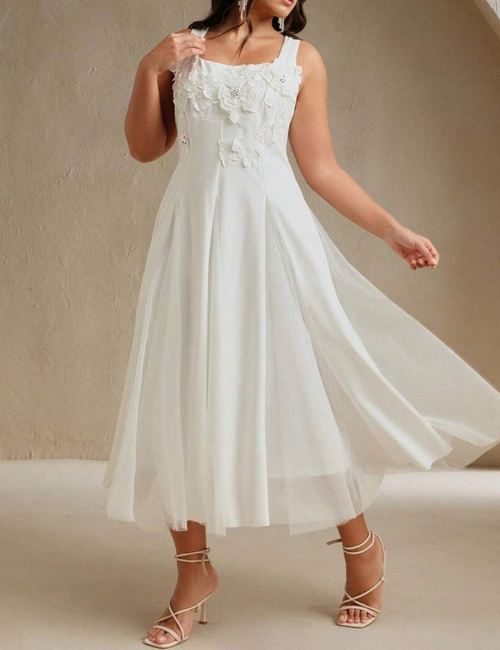 Shein Curve+ midiruha, fehér