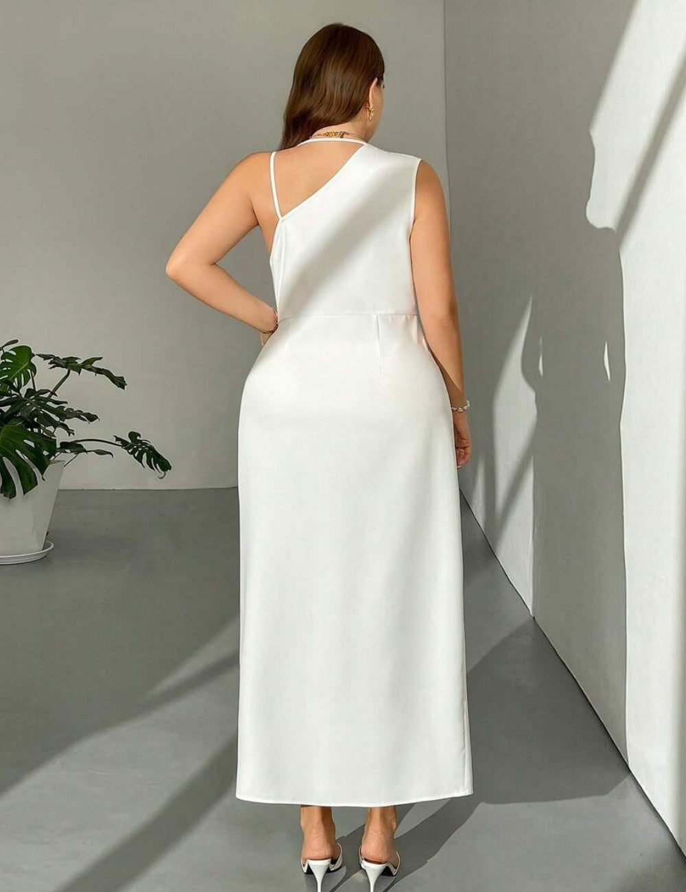 Rochie midi Shein Curve+, alb