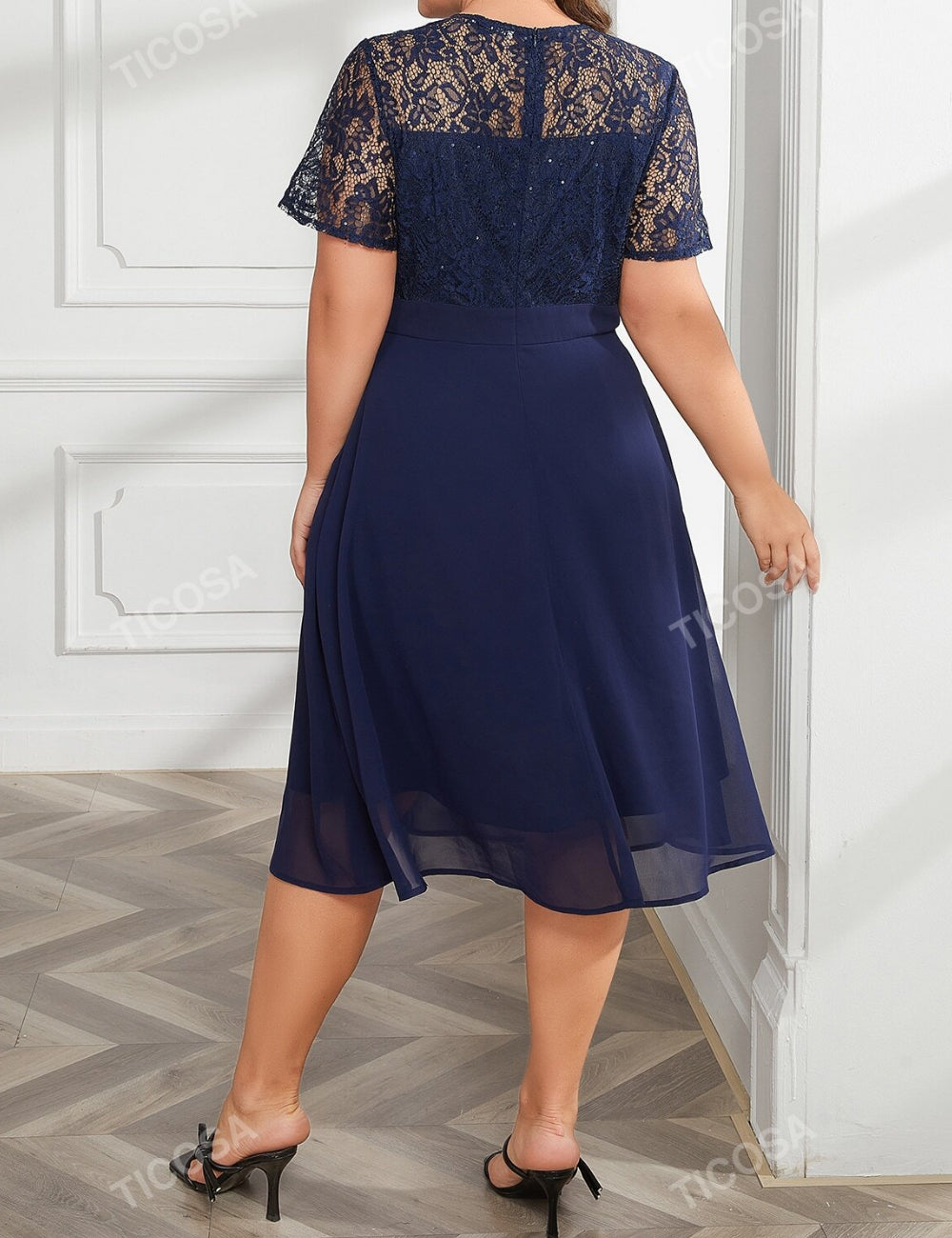 Shein Curve+ midi ruha, kék