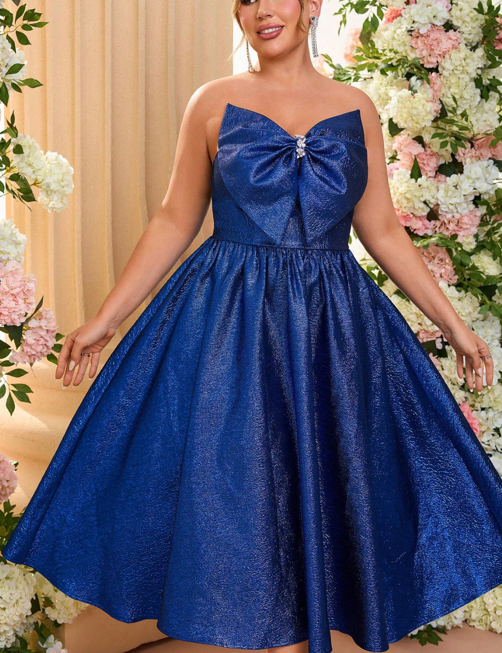 Shein Curve+ midiruha, kék