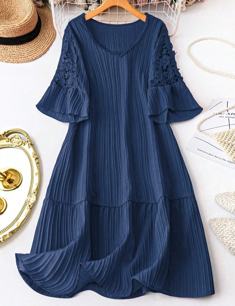 Rochie midi Shein Curve+, albastru