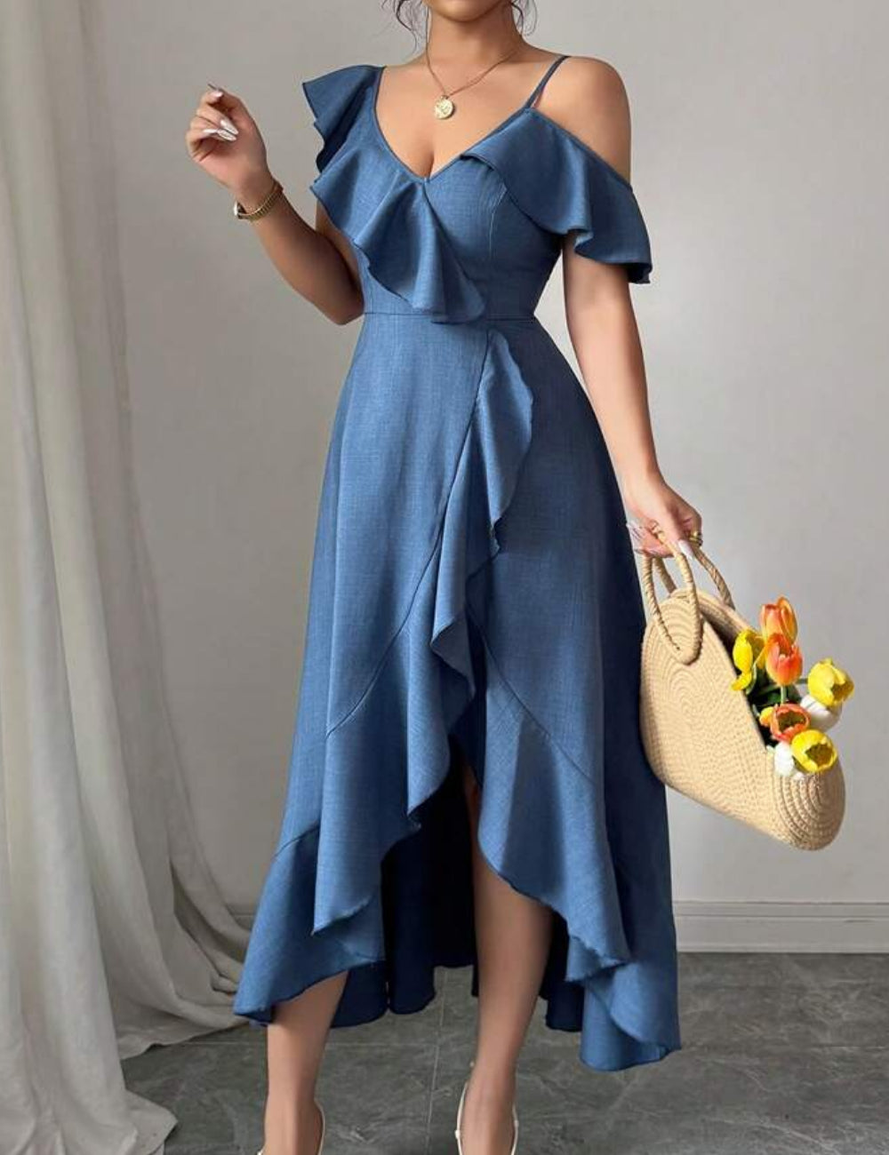 Shein midi ruha, kék