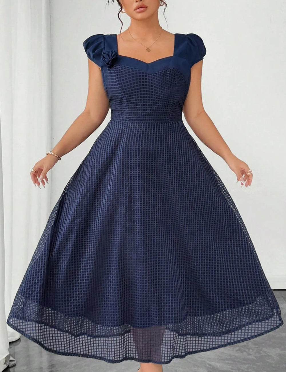 Shein Curve+ midi ruha, kék