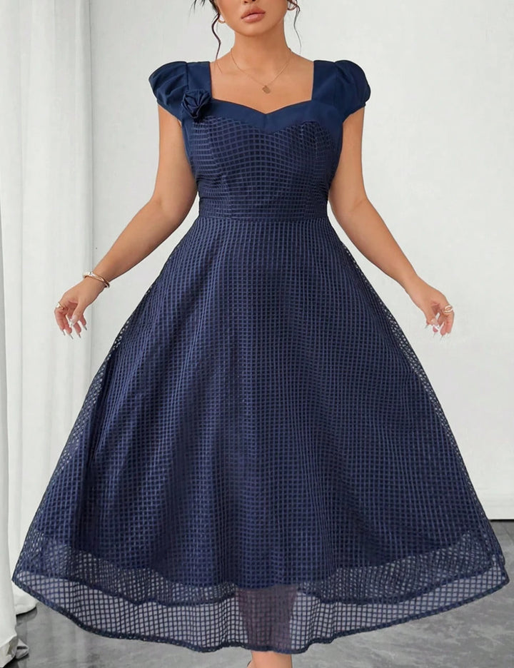 Shein Curve+ midi ruha, kék