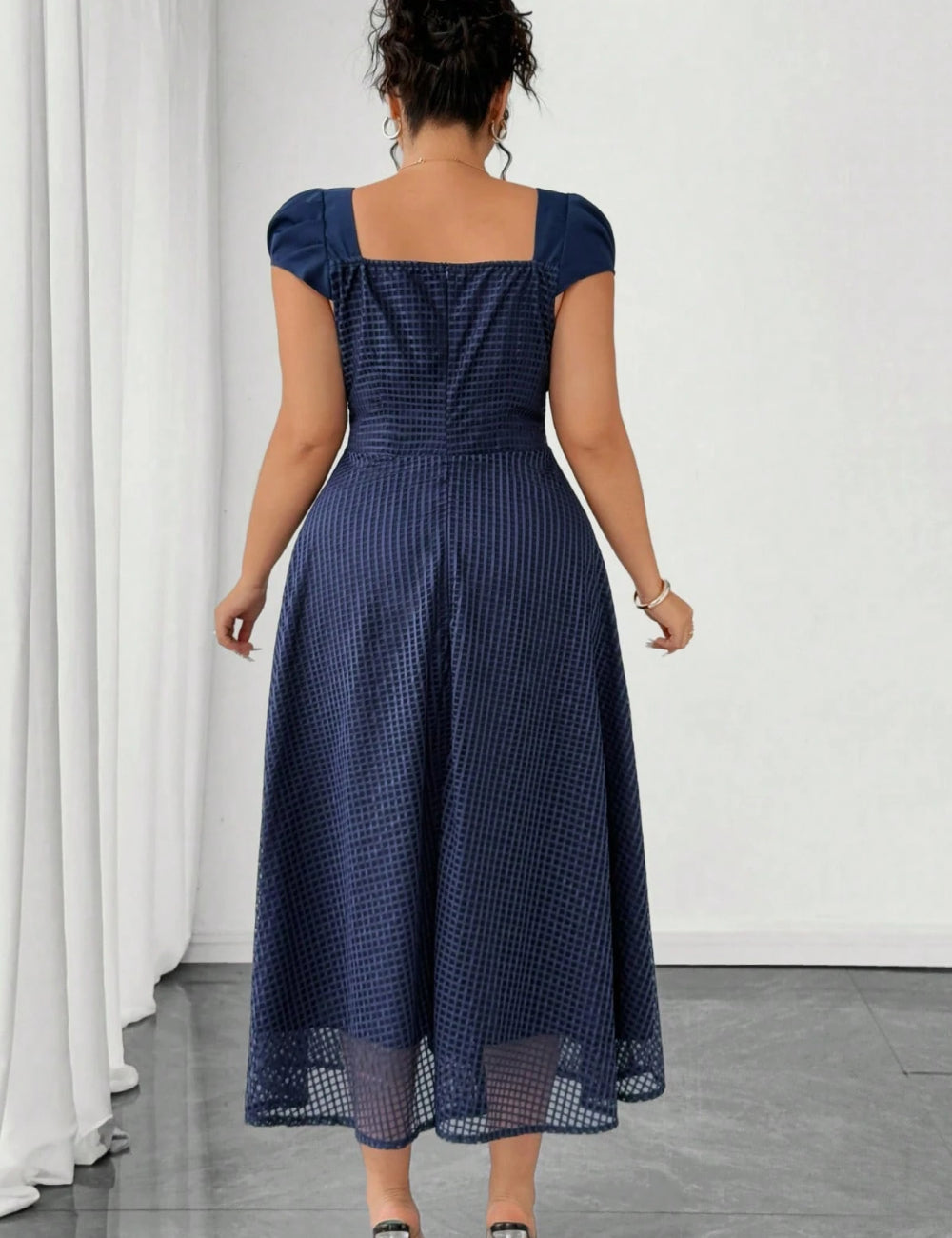 Shein Curve+ midi ruha, kék