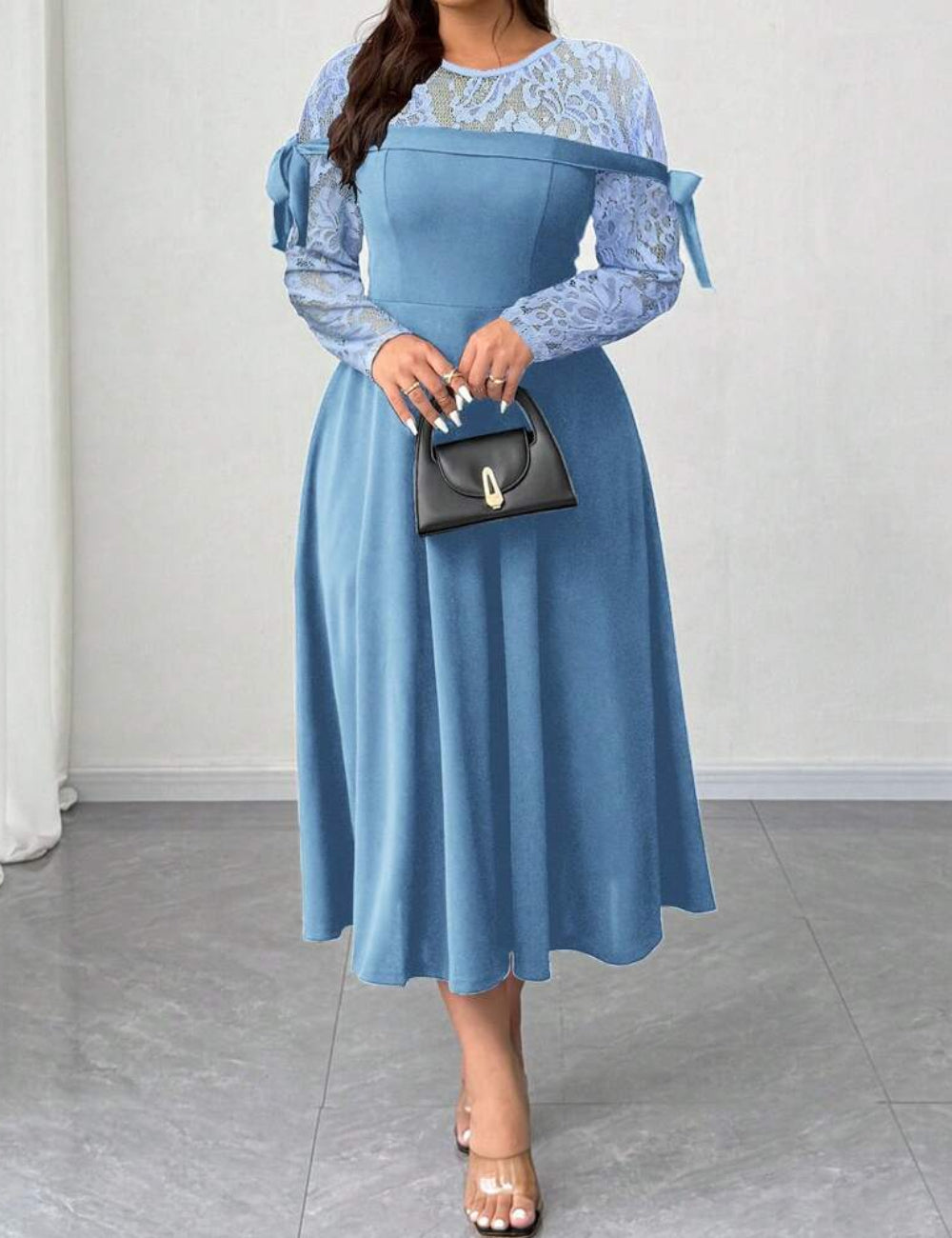 Rochie midi Shein Curve+, albastru