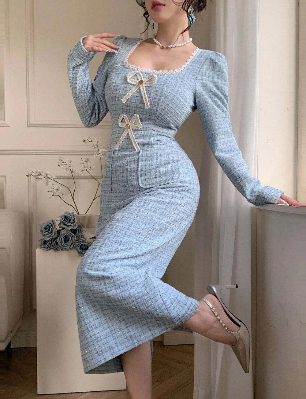 Rochie midi Shein, albastru