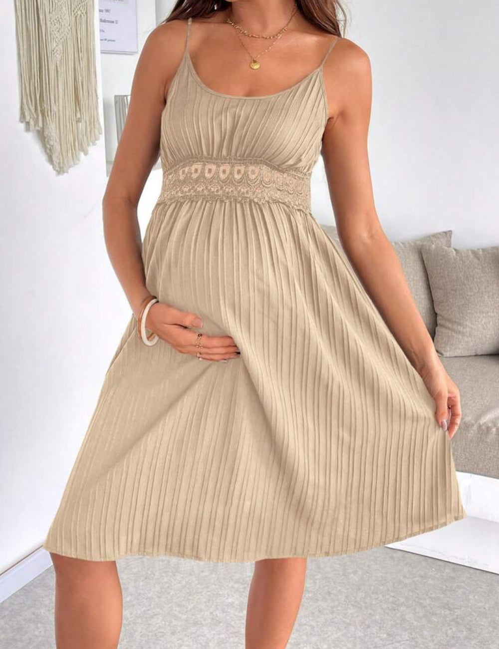 Rochie midi Shein Curve+, bej