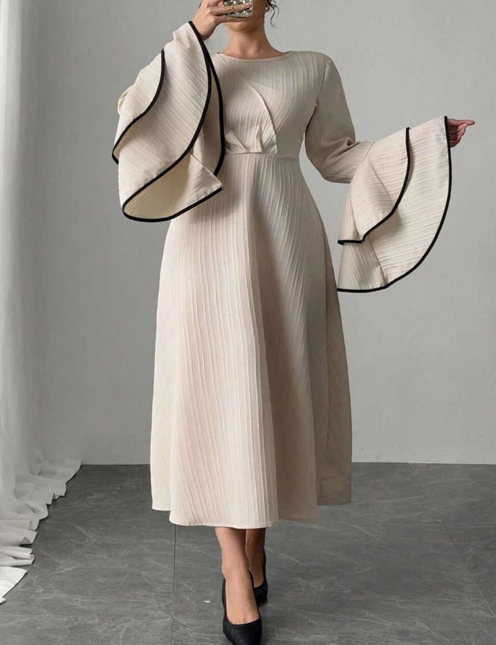Rochie midi Shein Curve+, bej