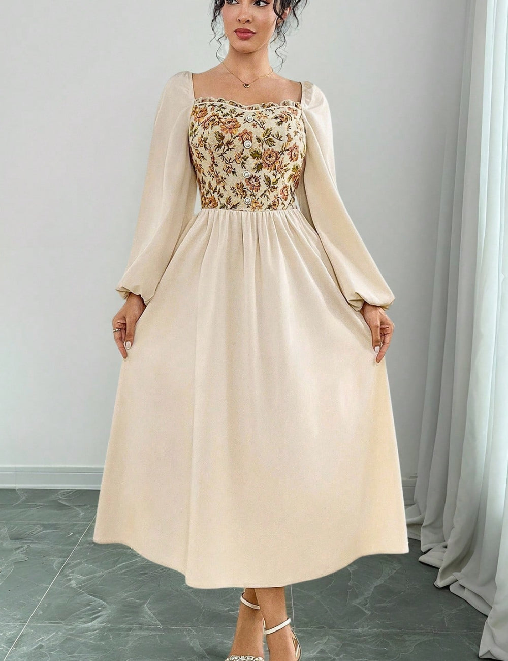 Rochie midi SHEIN, bej