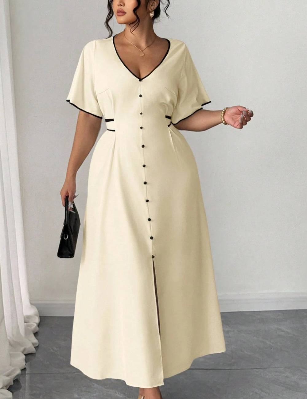 Rochie midi Shein Curve+, bej