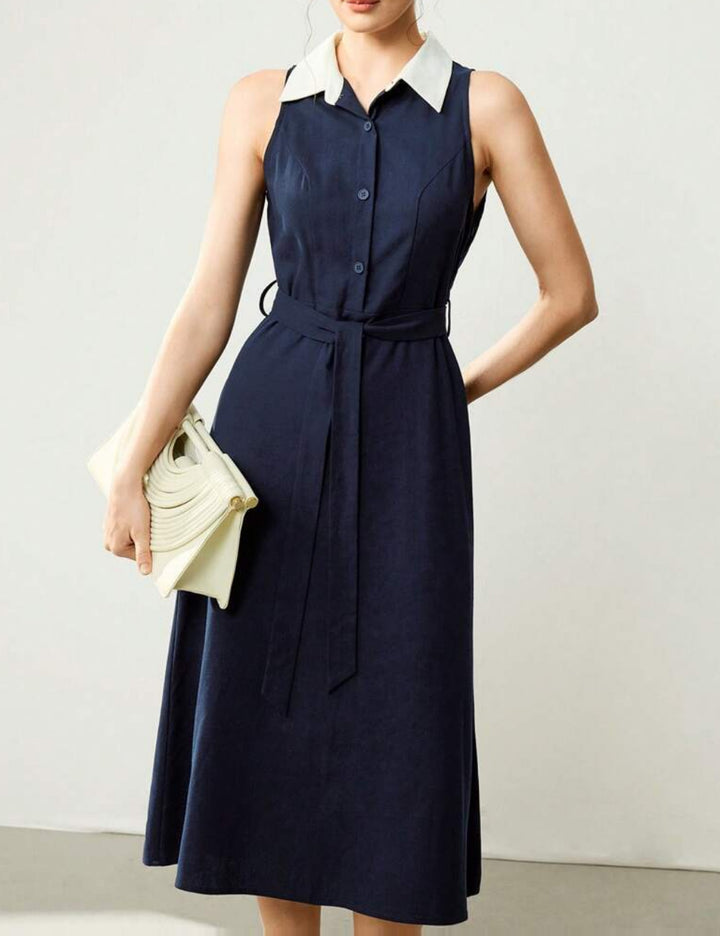 Shein Curve+ tengerészkék midi ruha