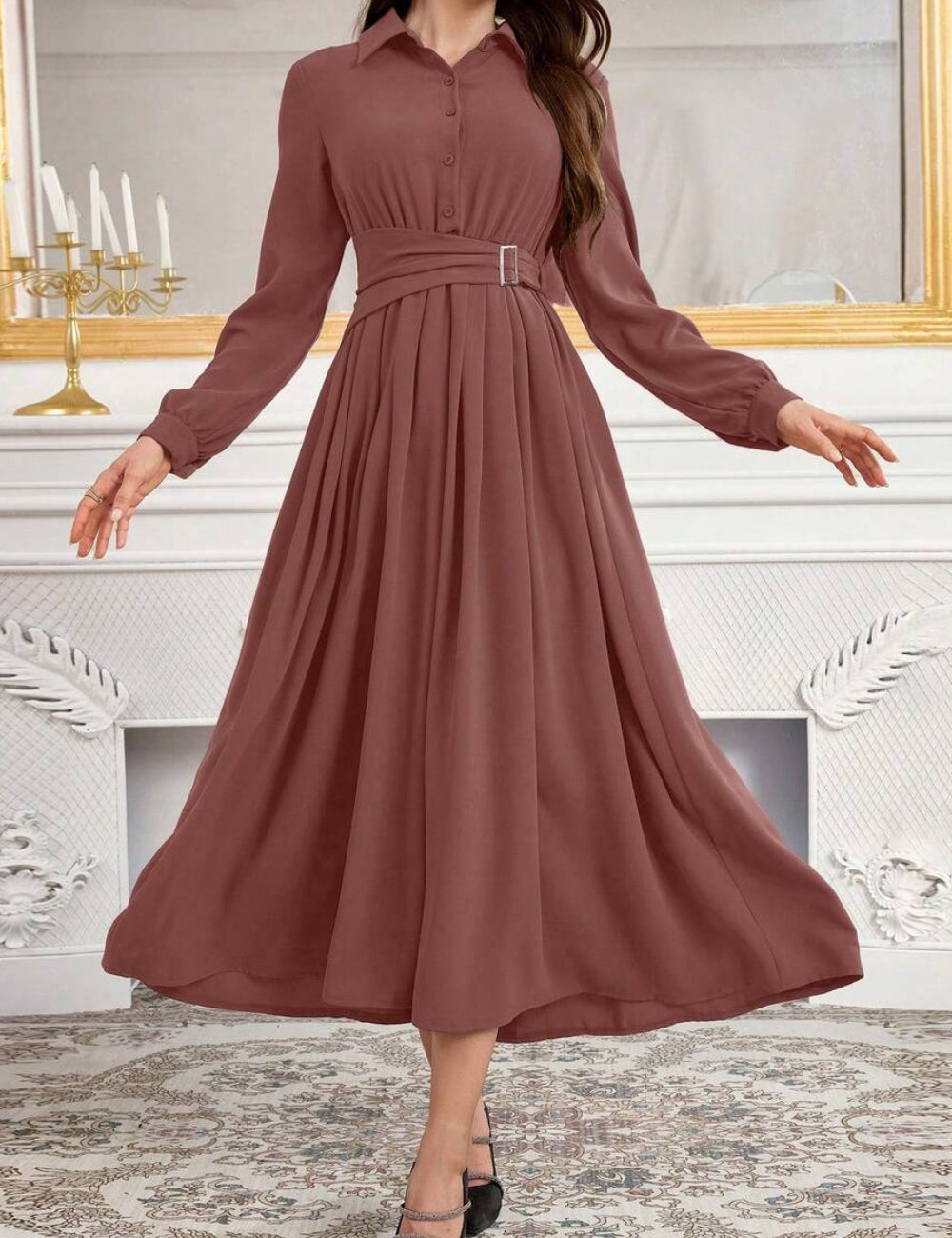 Rochie midi Shein, cărămiziu