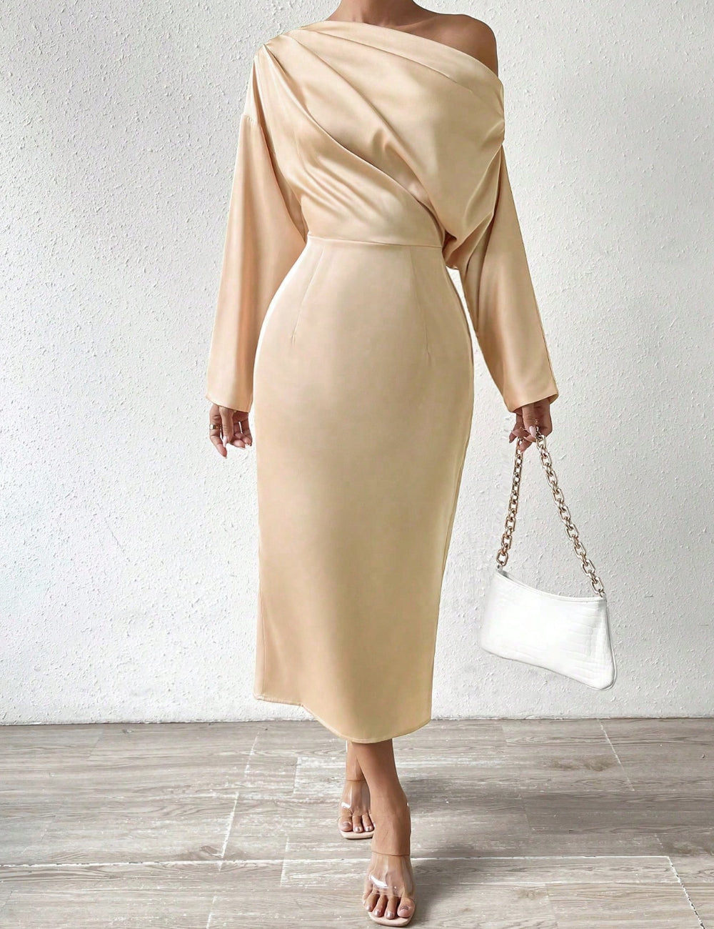 Shein bézs midiruha