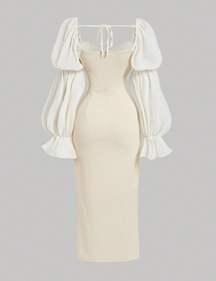 Rochie midi Shein Curve+, crem