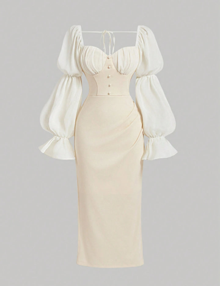 Rochie midi Shein Curve+, crem