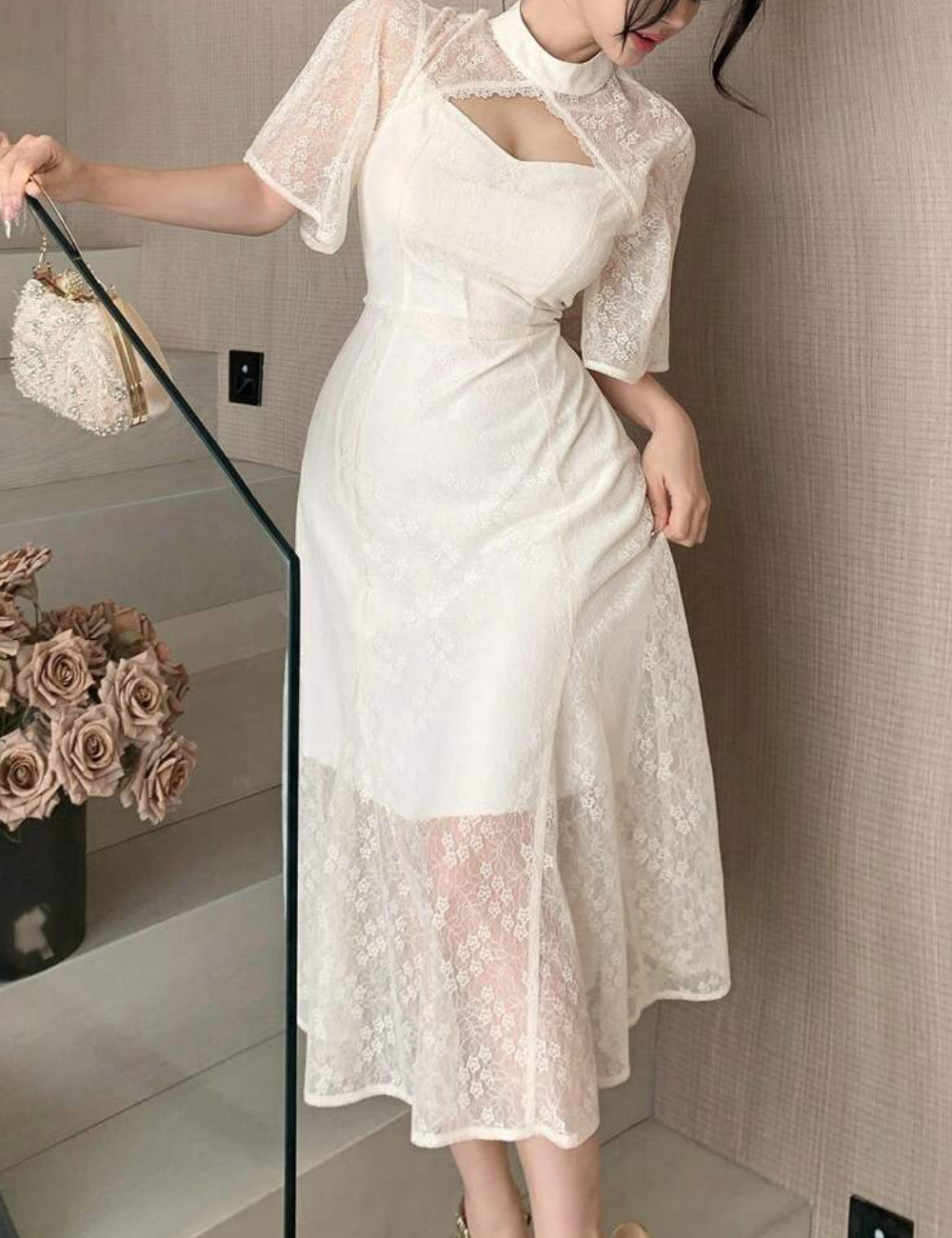 Rochie midi Shein DAZY, crem