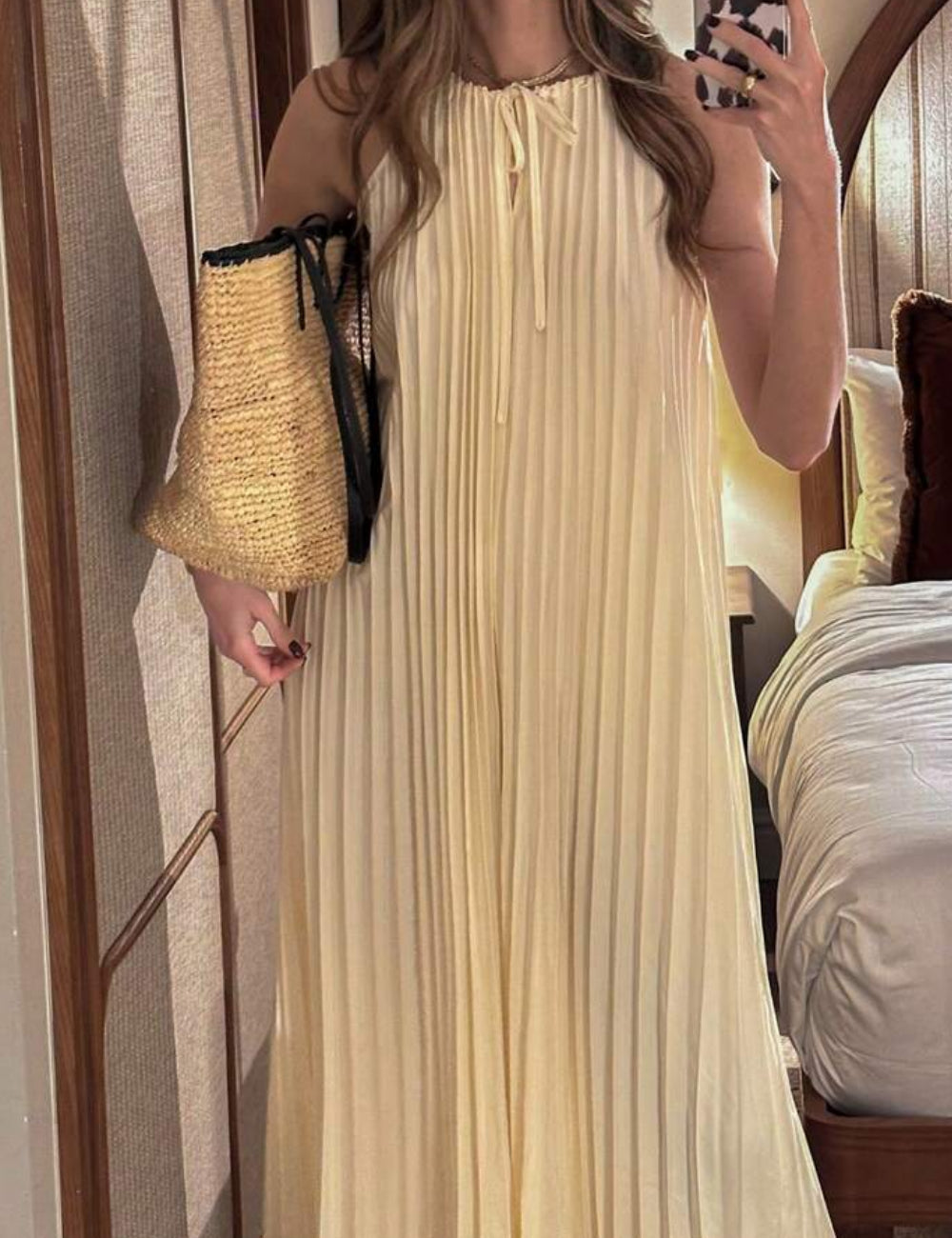 Shein midi ruha, krém