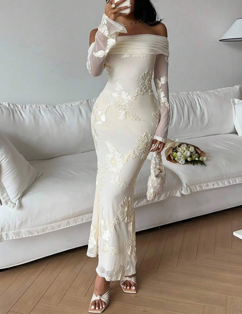 Rochie midi SHEIN, crem