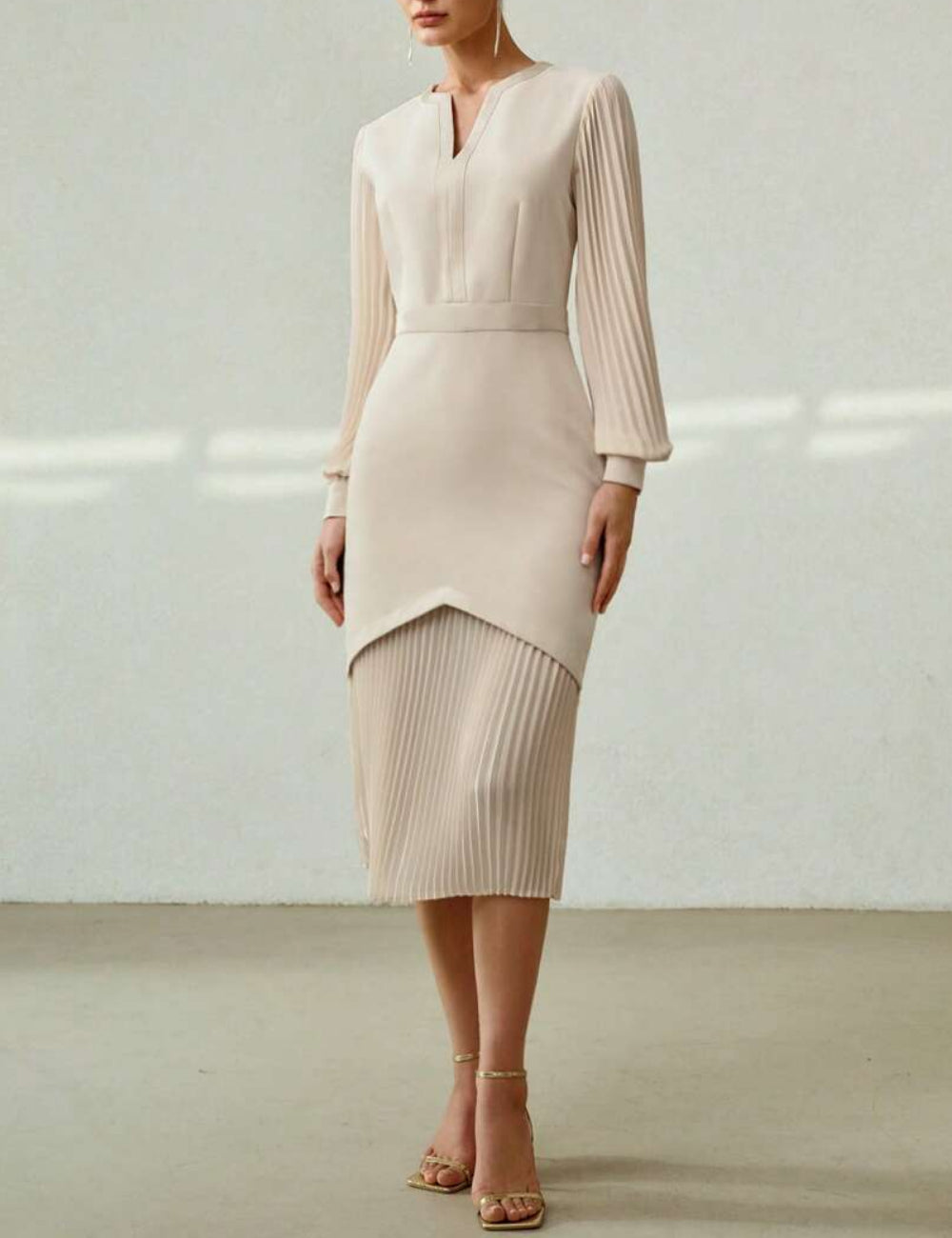 Rochie midi Shein MOTF, crem