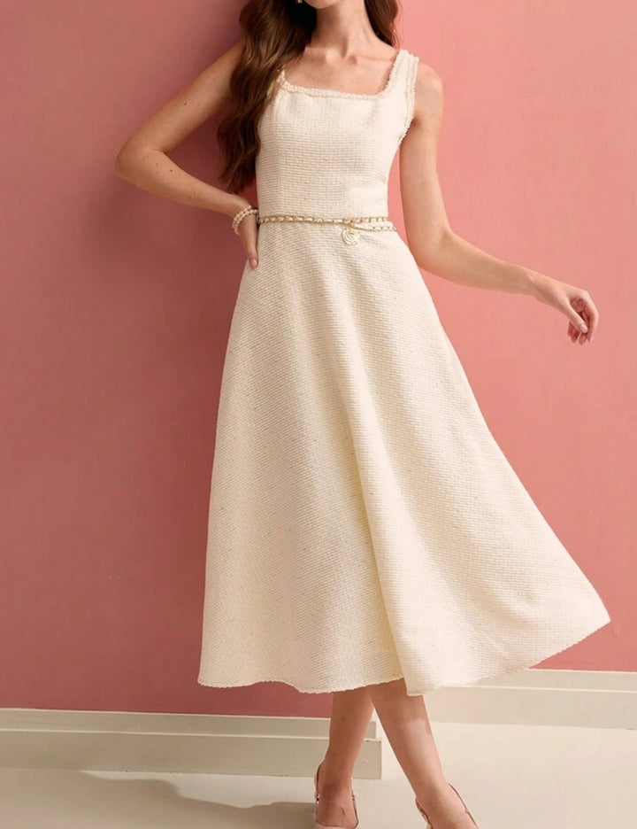 Rochie midi Shein MOTF, crem