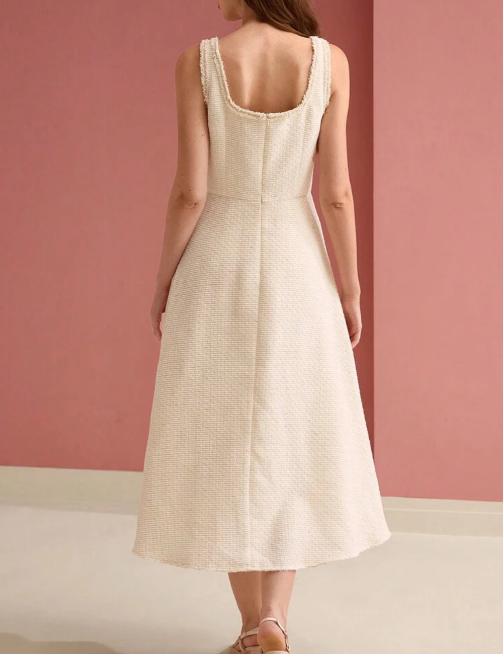 Rochie midi Shein MOTF, crem