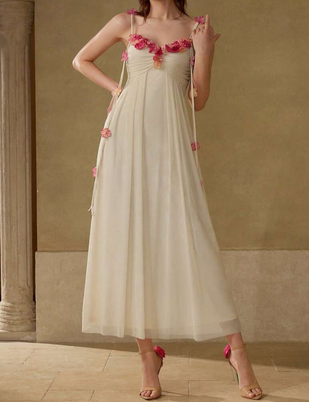 Rochie midi Shein MOTF, crem