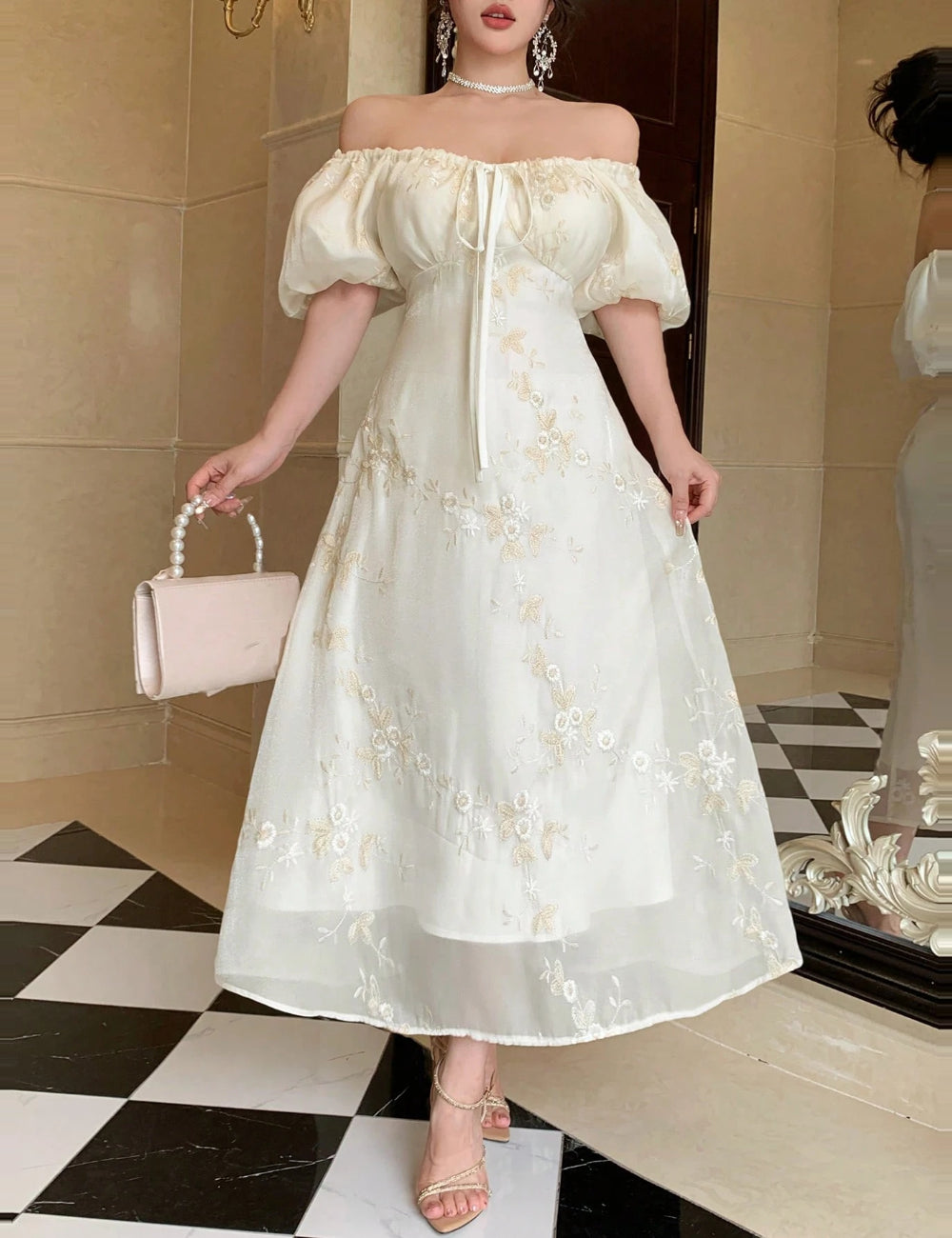 Rochie midi Shein DAZY, crem