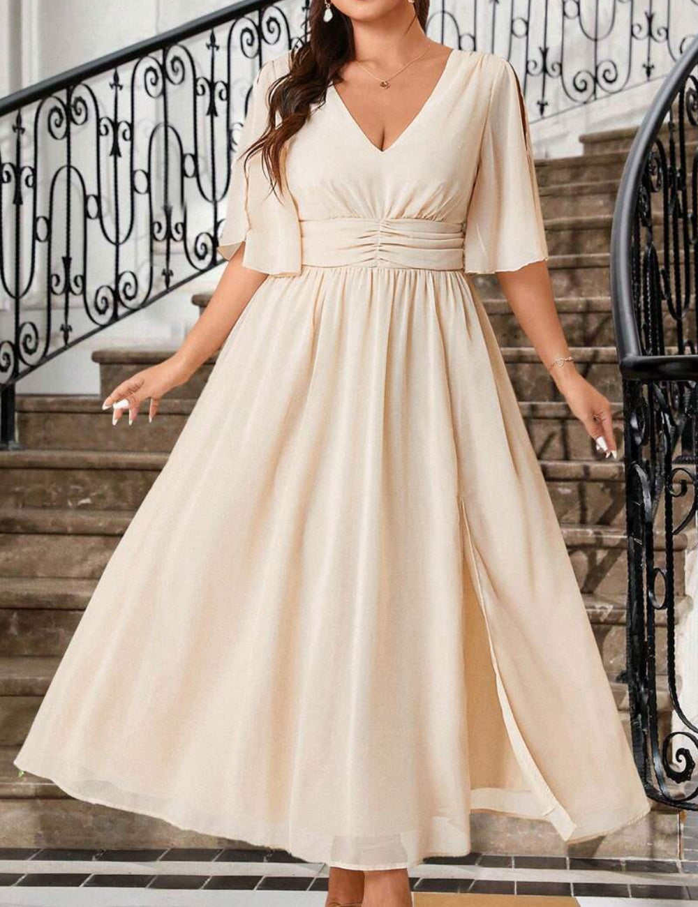 Shein midi ruha, krém