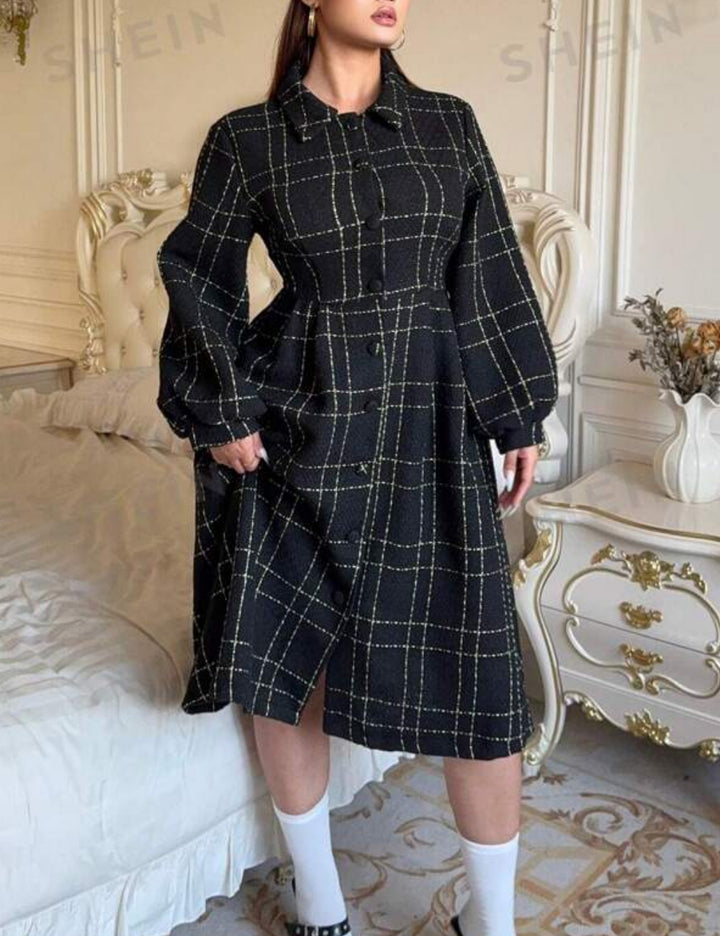 Shein Curve+ midi ruha, fekete