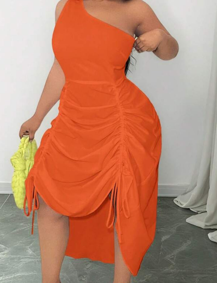 Shein Curve+ midi ruha, narancssárga