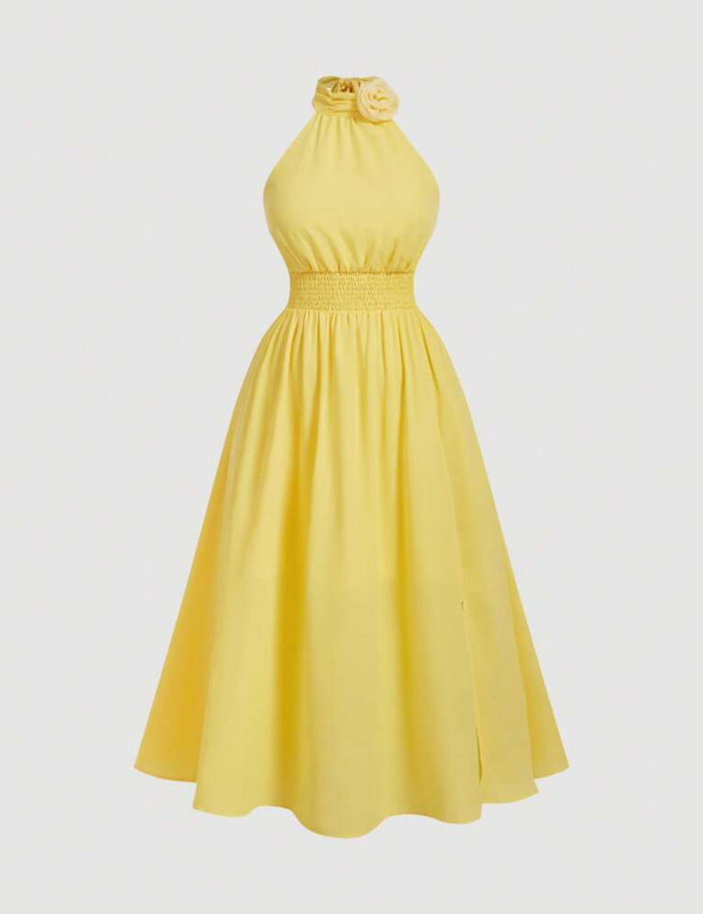Shein Curve+ midi ruha, sárga