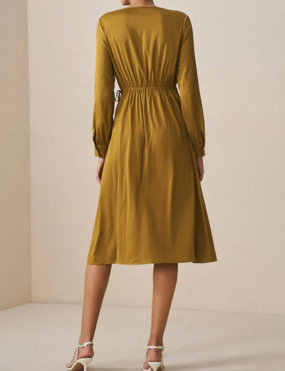 Rochie midi Shein, galben muștar