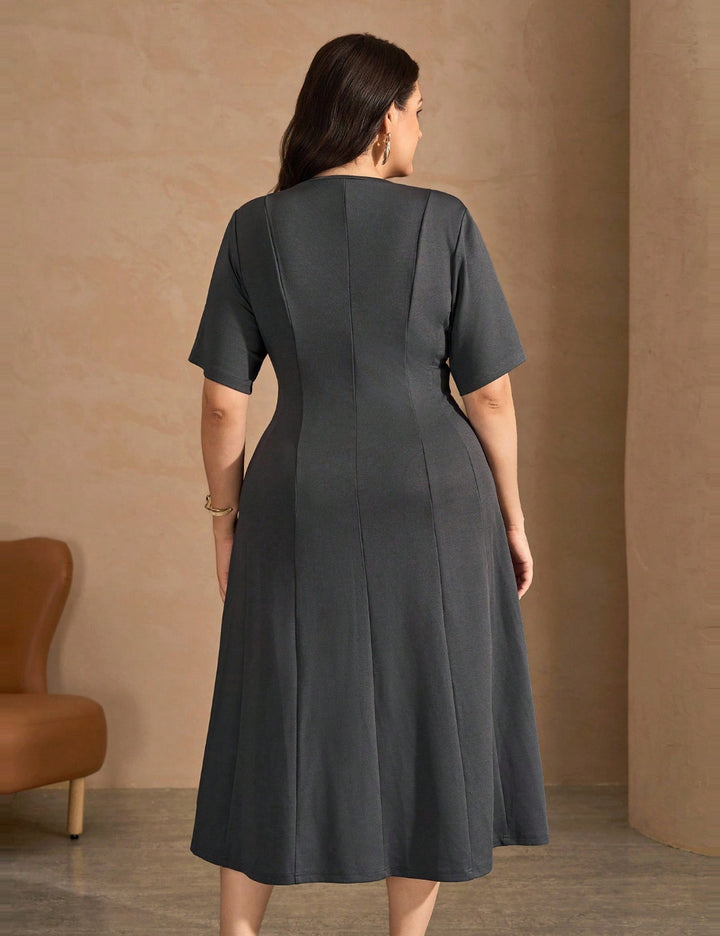 Shein Curve+ midi ruha, szürke