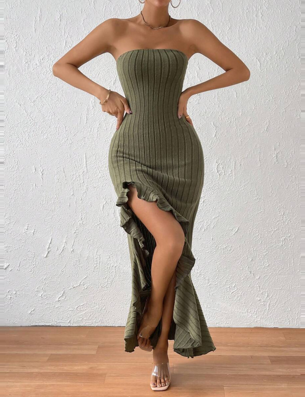 Rochie midi Shein, kaki