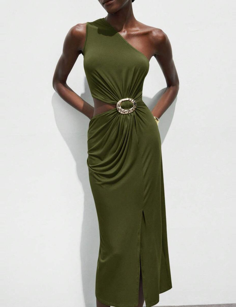 Shein midi ruha, khaki
