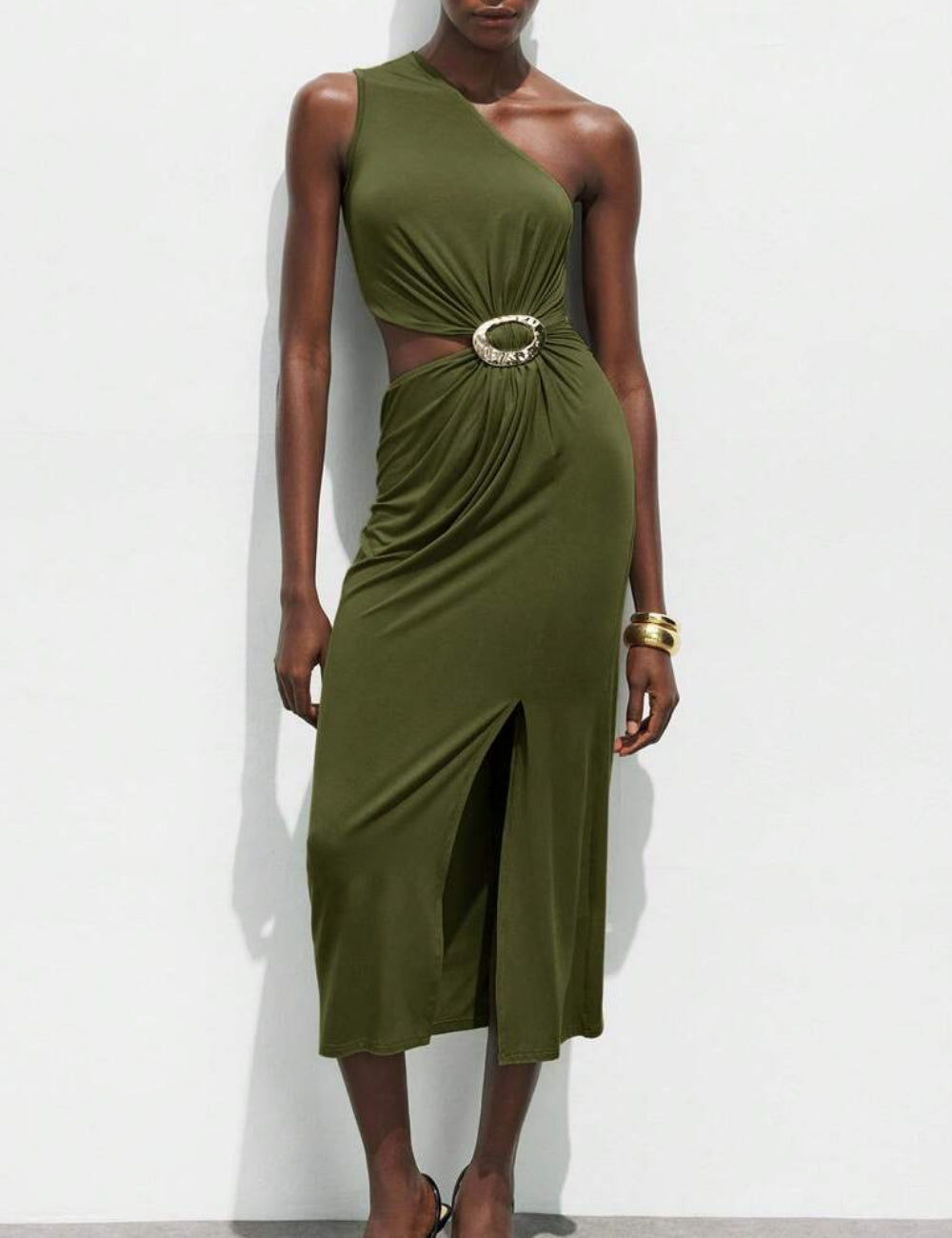 Shein midi ruha, khaki