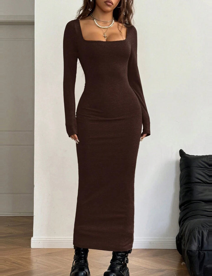 Shein barna midi ruha