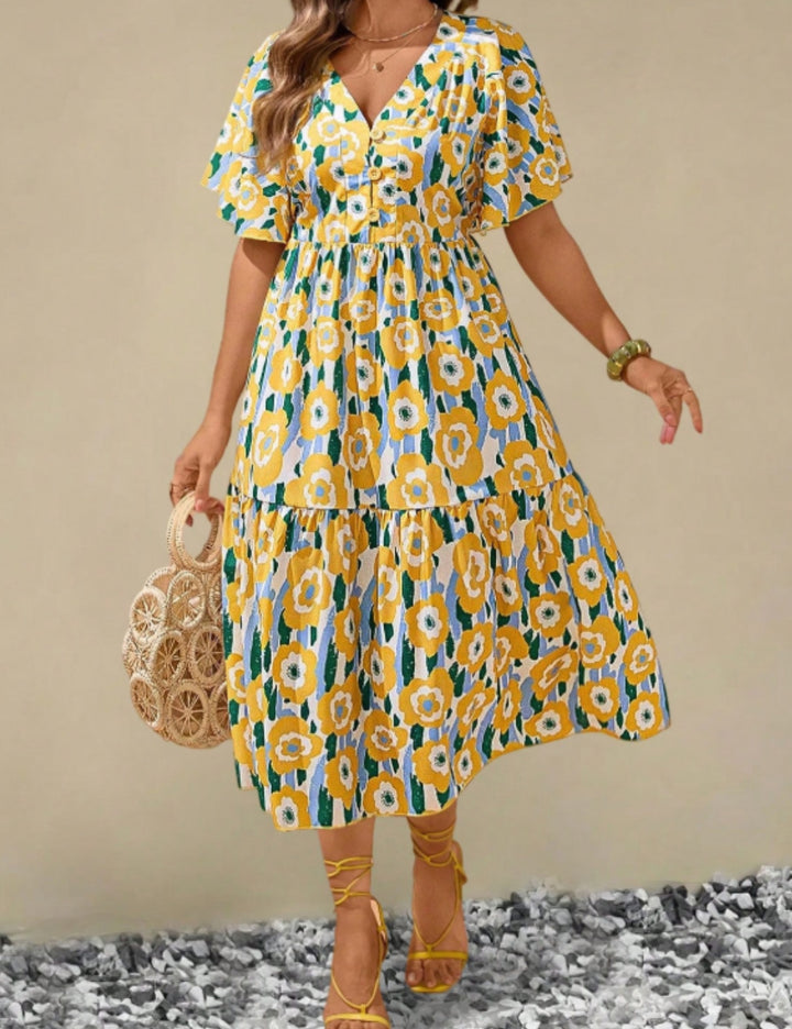 Rochie midi Shein Curve+, mix culori