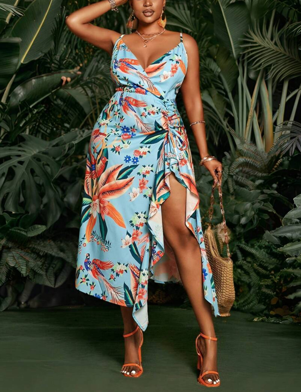 Rochie midi Shein Curve+, mix culori