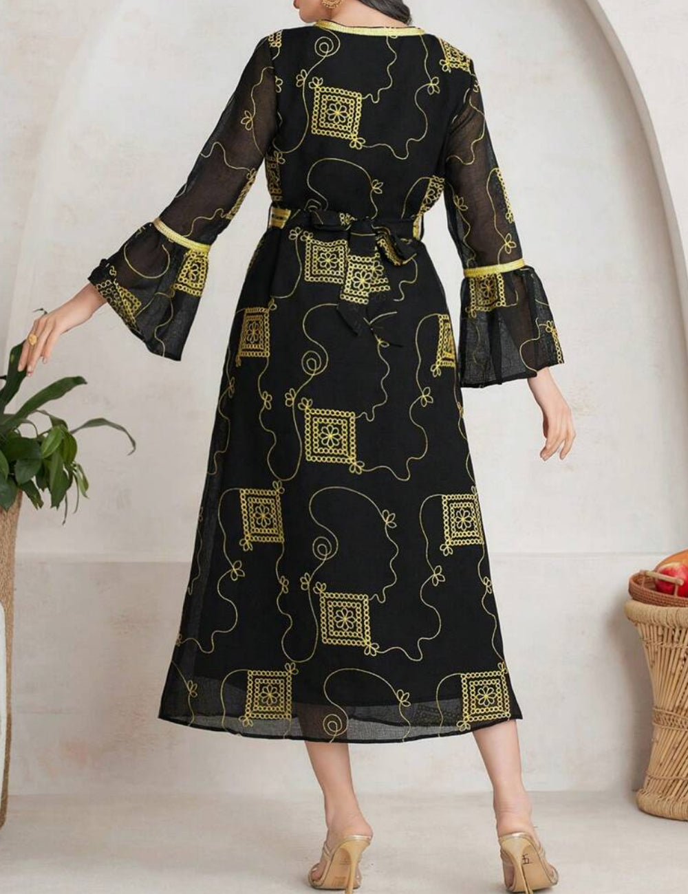 Shein midi ruha, fekete