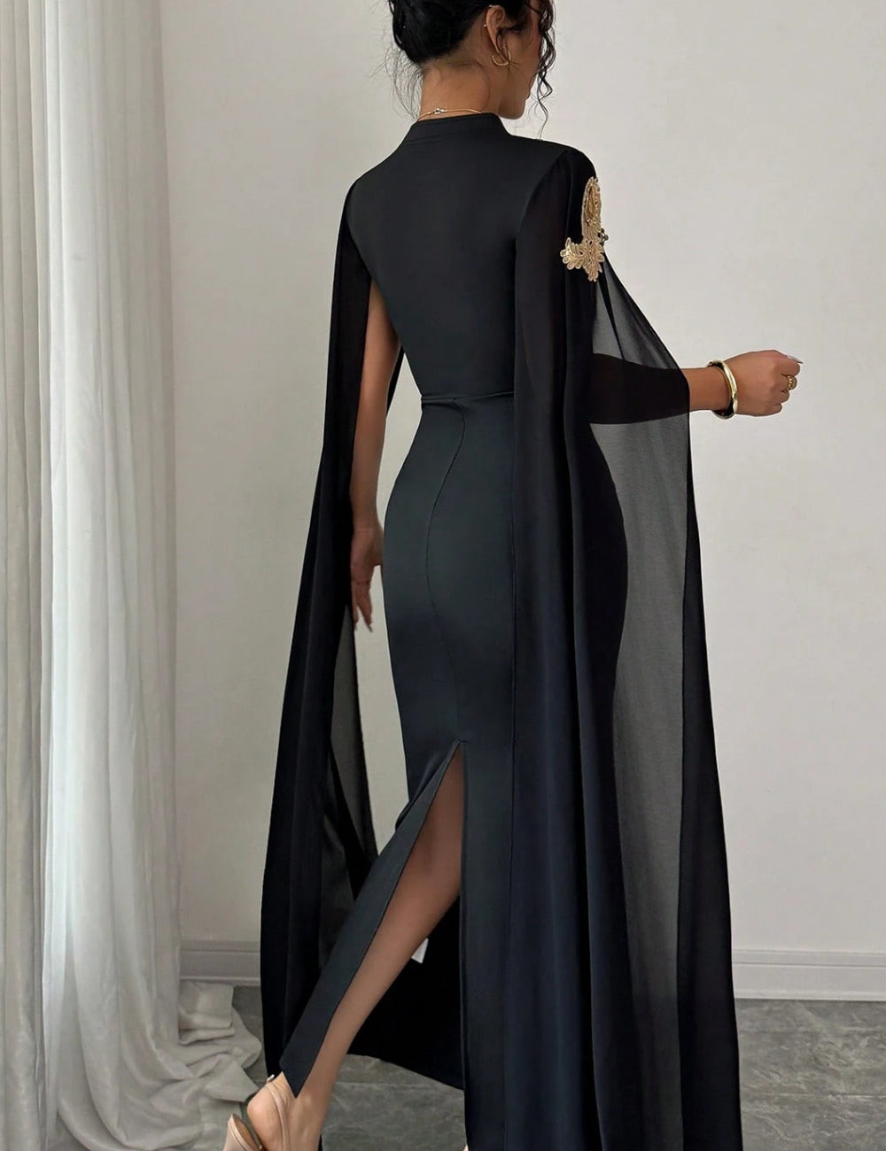 Shein midi ruha, fekete