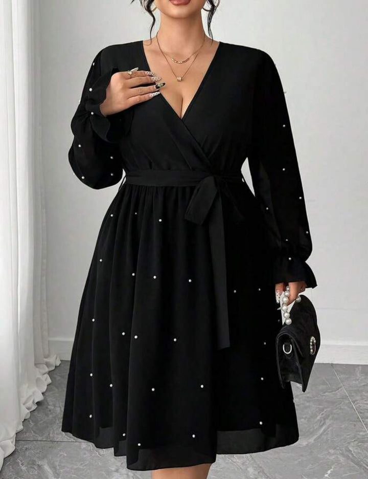 Shein Curve+ midi ruha, fekete
