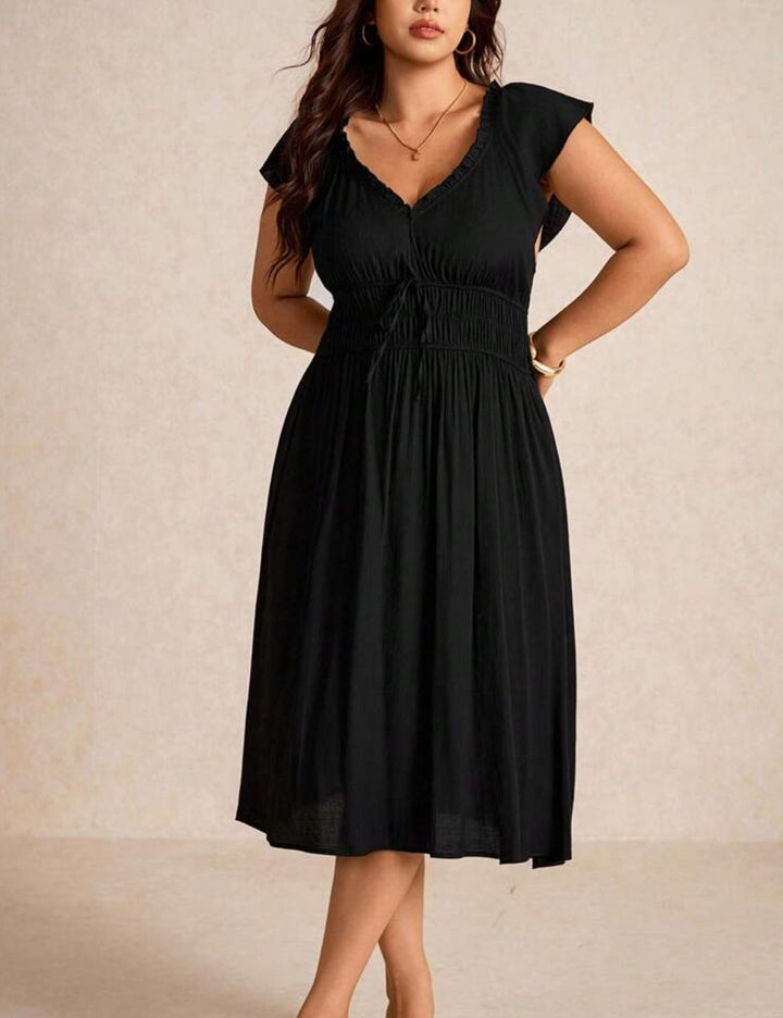 Shein Curve+ fekete midi ruha