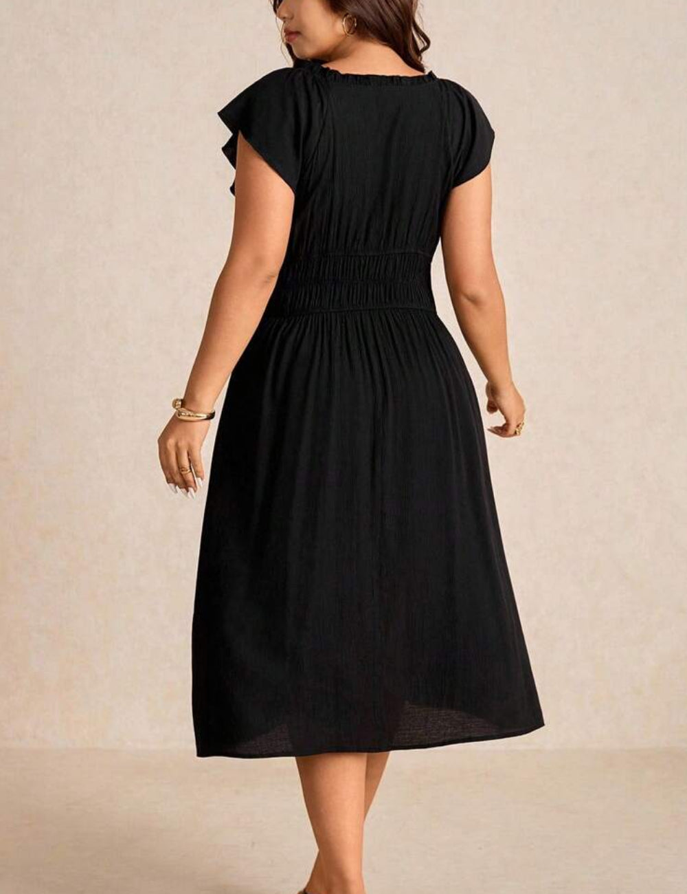 Shein Curve+ fekete midi ruha
