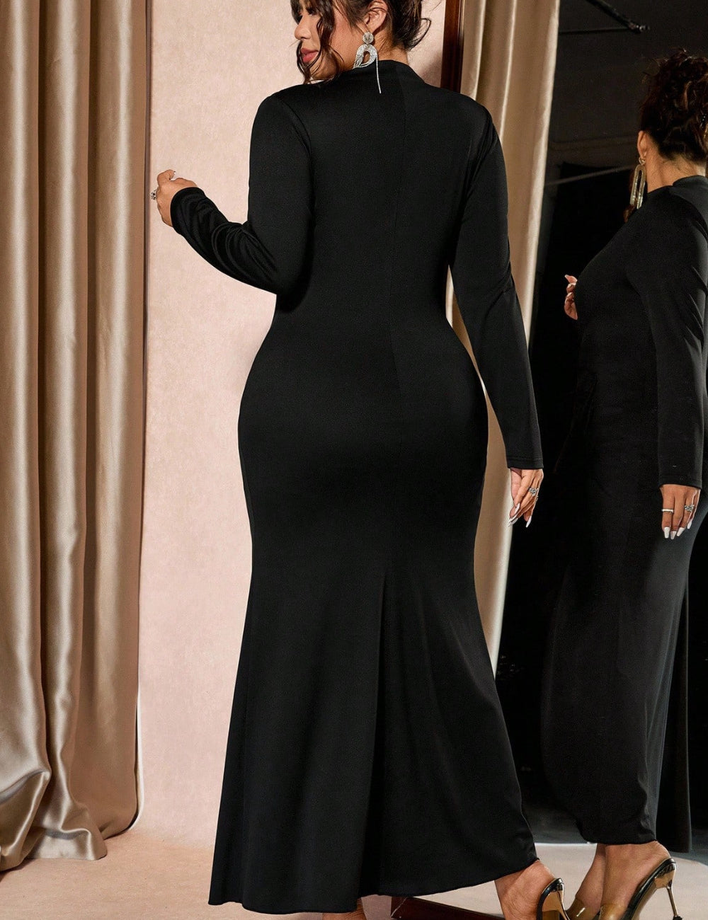 Rochie midi Shein Curve+, negru