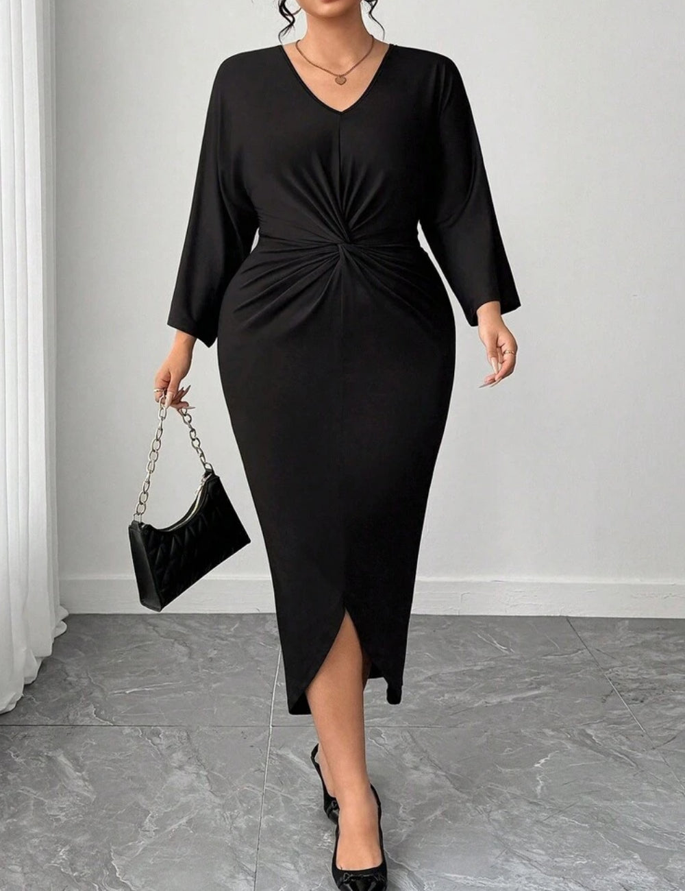 Rochie midi Shein Curve+, negru