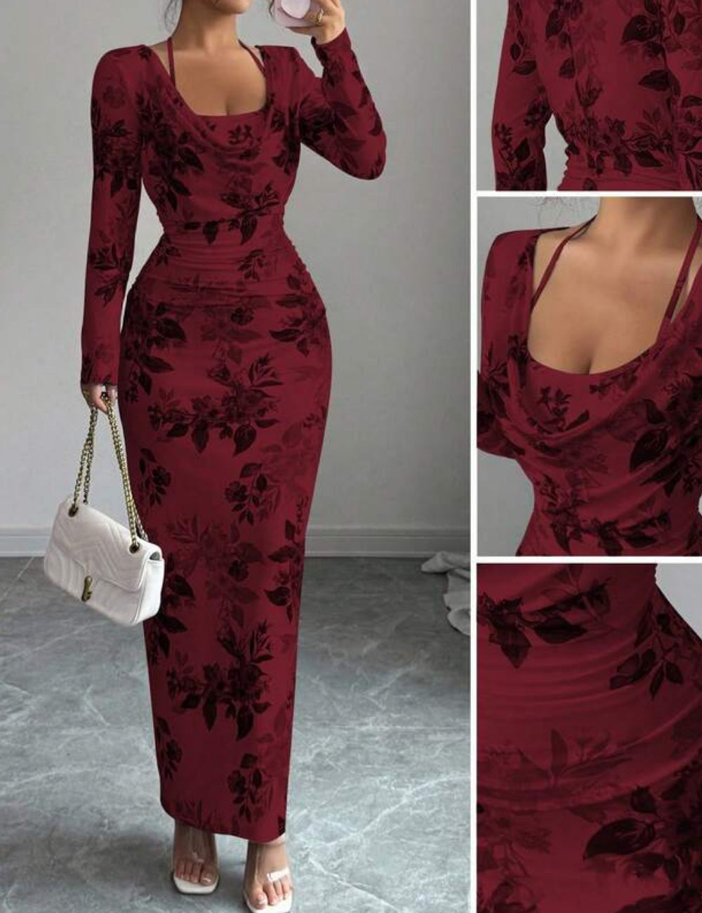 Shein Midi ruha, piros
