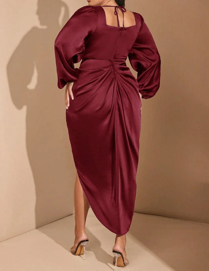 Shein Curve+ midi ruha, piros