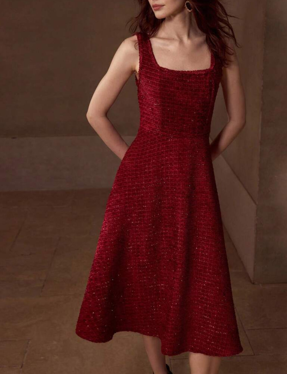 Rochie midi Shein MOTF, roșu